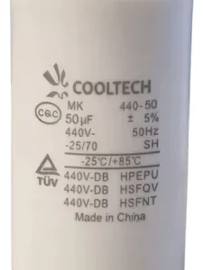 Capacitor Cooltech 50 mf 440V blanco